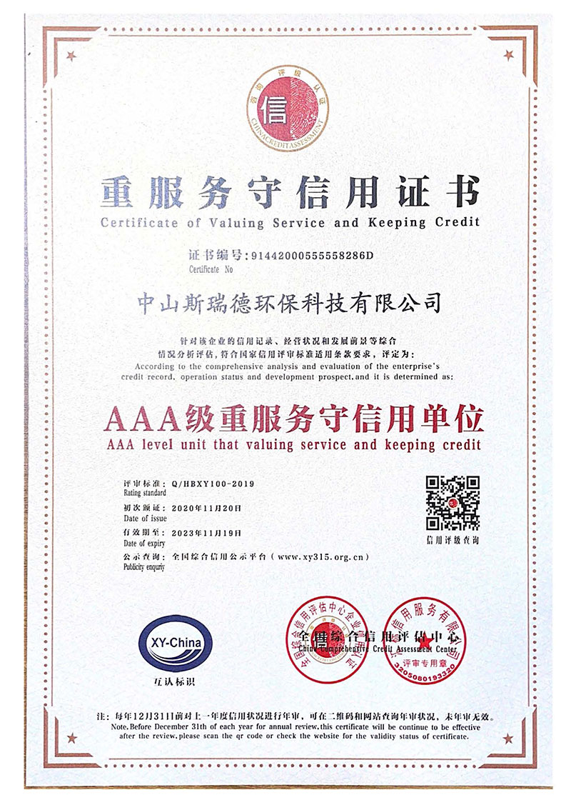 Service and credit certificate