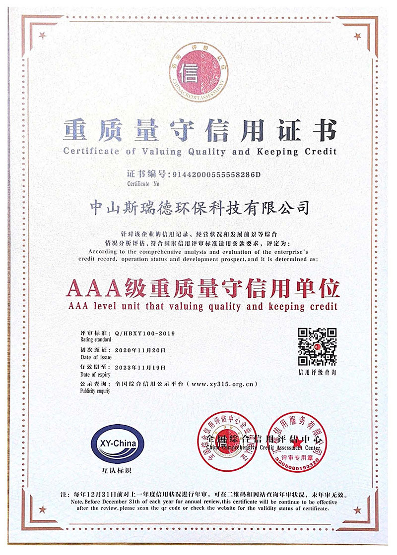 Quality and credit certificate